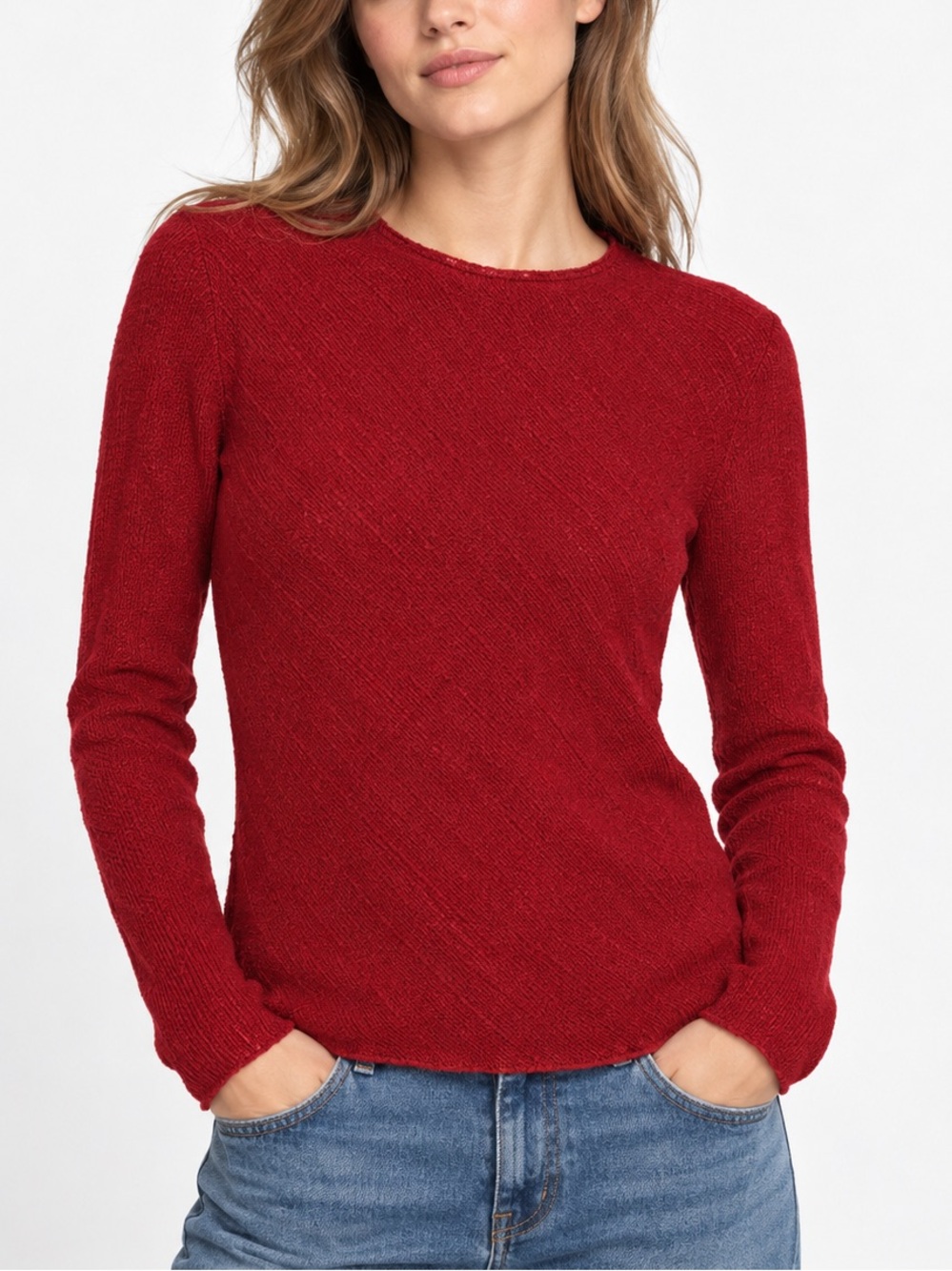 MAJE Long Sleeve Red Knit Top (Size 3 or L)